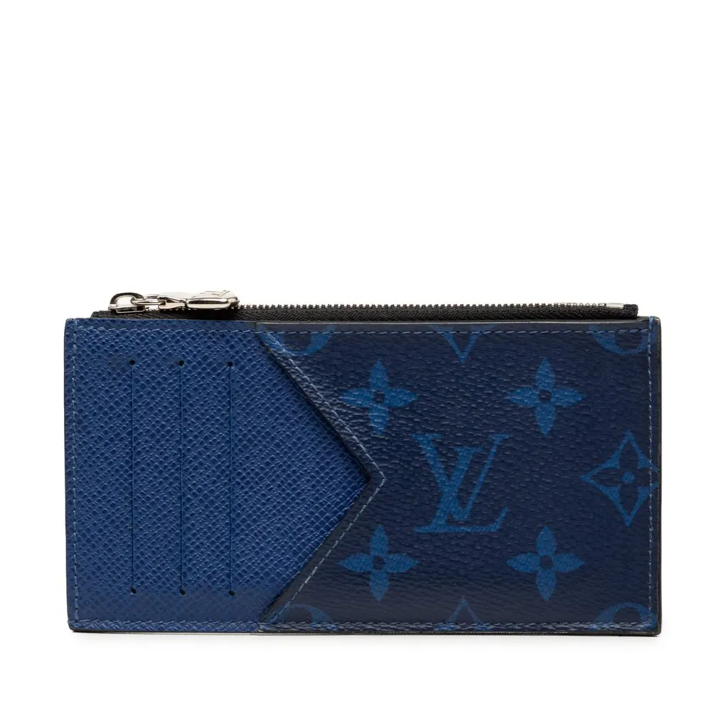 Louis Vuitton Monogram Taigarama Coin Card Holder Blue Canvas Very good - Front View