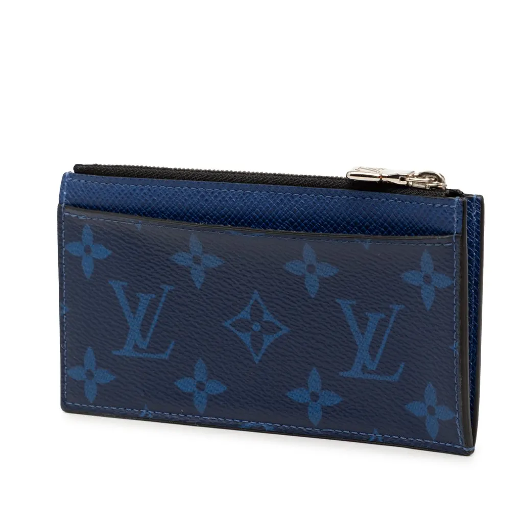Louis Vuitton Monogram Taigarama Coin Card Holder Blue Canvas Very good - Back View