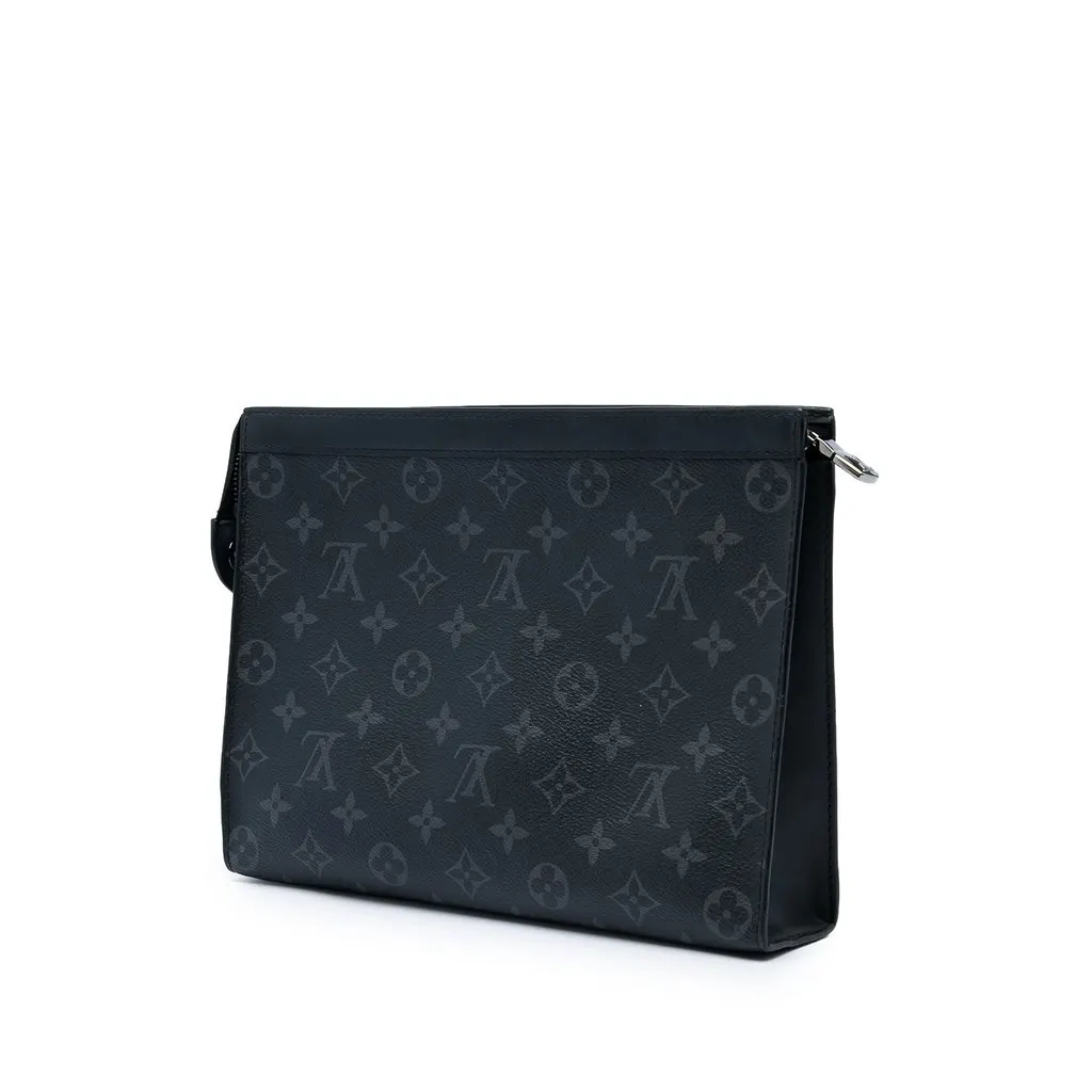 Louis Vuitton Monogram Eclipse Pochette Voyage MM Black Canvas Very good - Back View