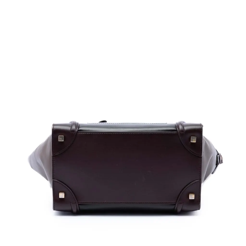 Celine Mini Tricolor Calfskin Luggage Tote Black Leather Good - Inside View