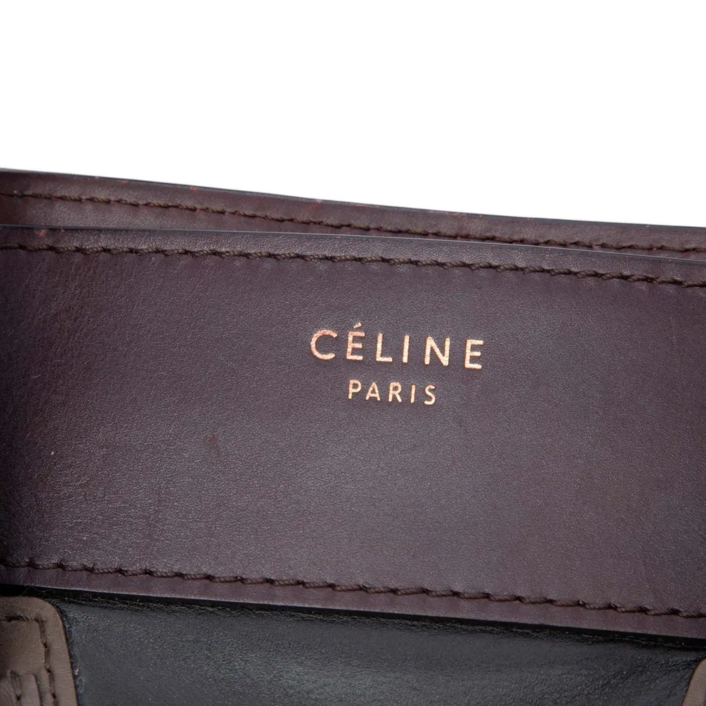 Celine Mini Tricolor Calfskin Luggage Tote Black Leather Good - Box View