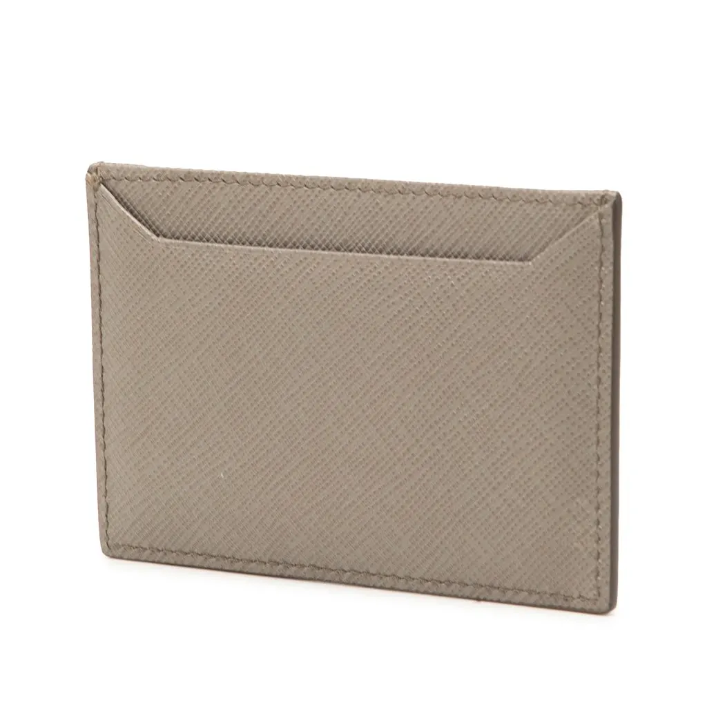 Prada Saffiano Card Holder Brown Leather Very good - Back View