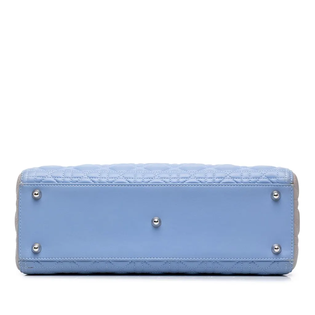 Dior Large Bicolor Lambskin Cannage Lady Dior Blue Leather Very good - Inside View