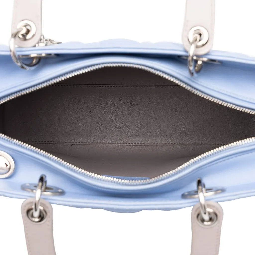 Dior Large Bicolor Lambskin Cannage Lady Dior Blue Leather Very good - Model View