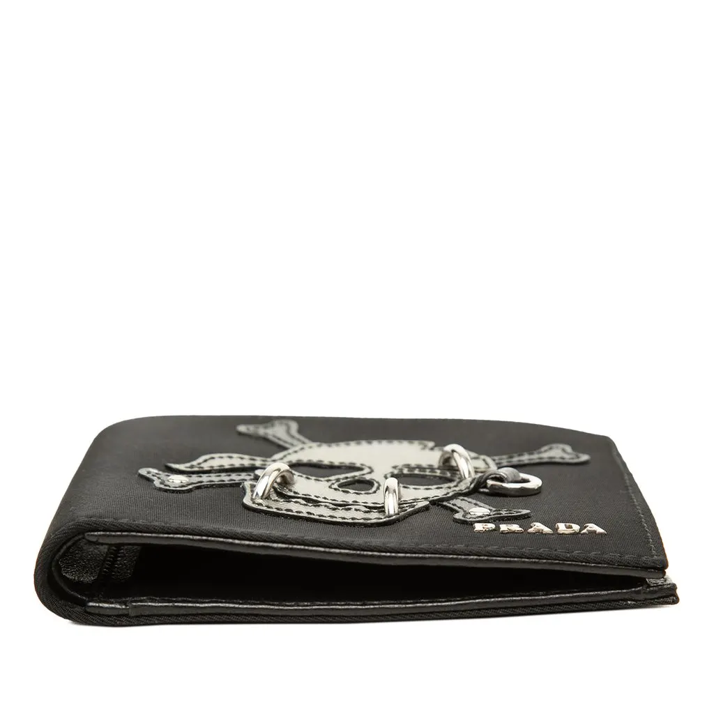 Prada Tessuto Patchwork Skull Pierced Bifold Wallet Black Polyamide Very good - Inside View