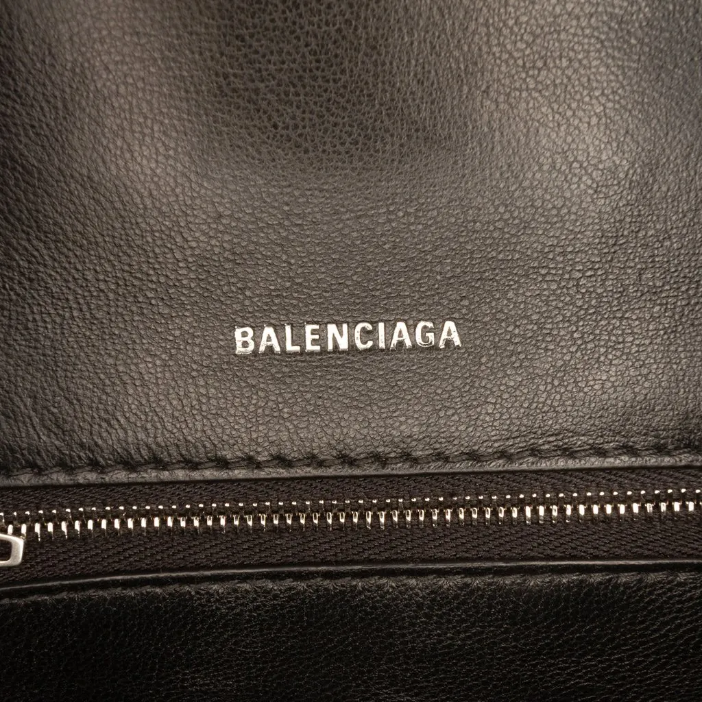 Balenciaga Small BB Monogram Denim Hourglass Top Handle Bag Black Denim Good - Box View