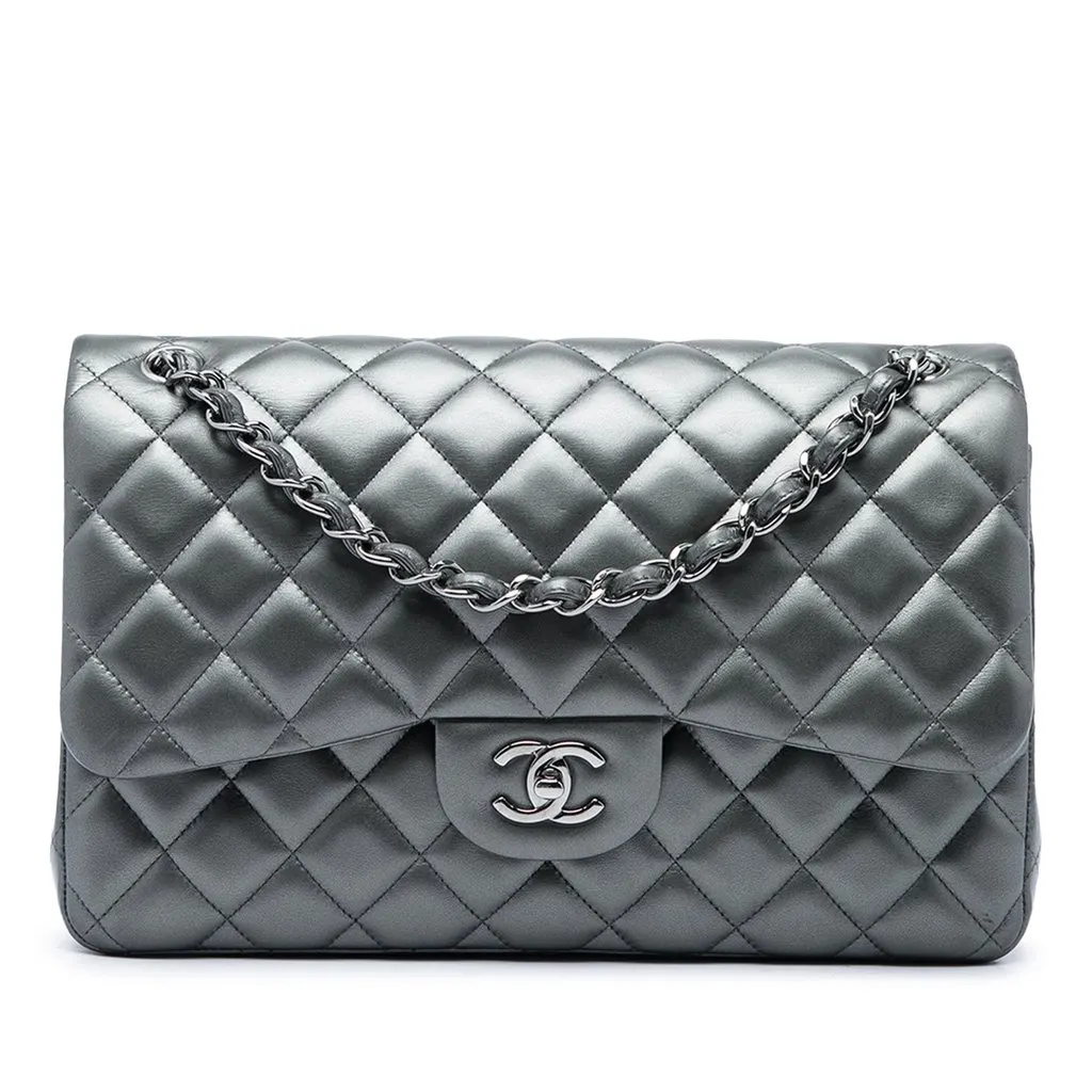 Chanel Jumbo Classic Metallic Lambskin Double Flap MultiColor Leather Very good - Front View