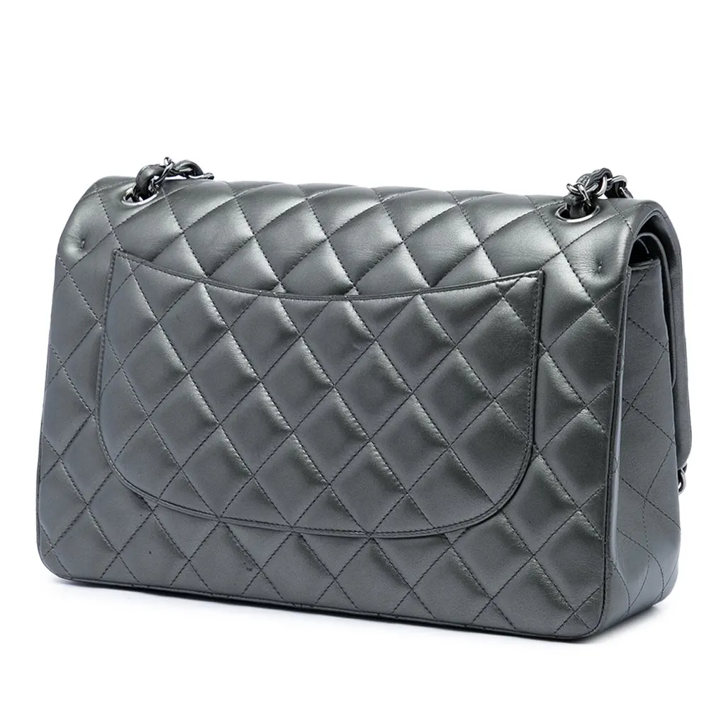 Chanel Jumbo Classic Metallic Lambskin Double Flap MultiColor Leather Very good - Back View