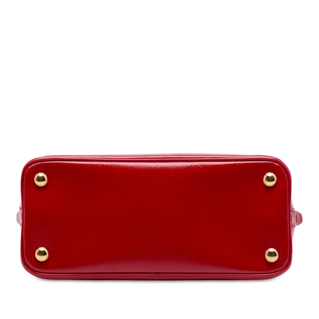 Prada Small Saffiano Vernice Promenade Satchel Red Leather Good - Inside View