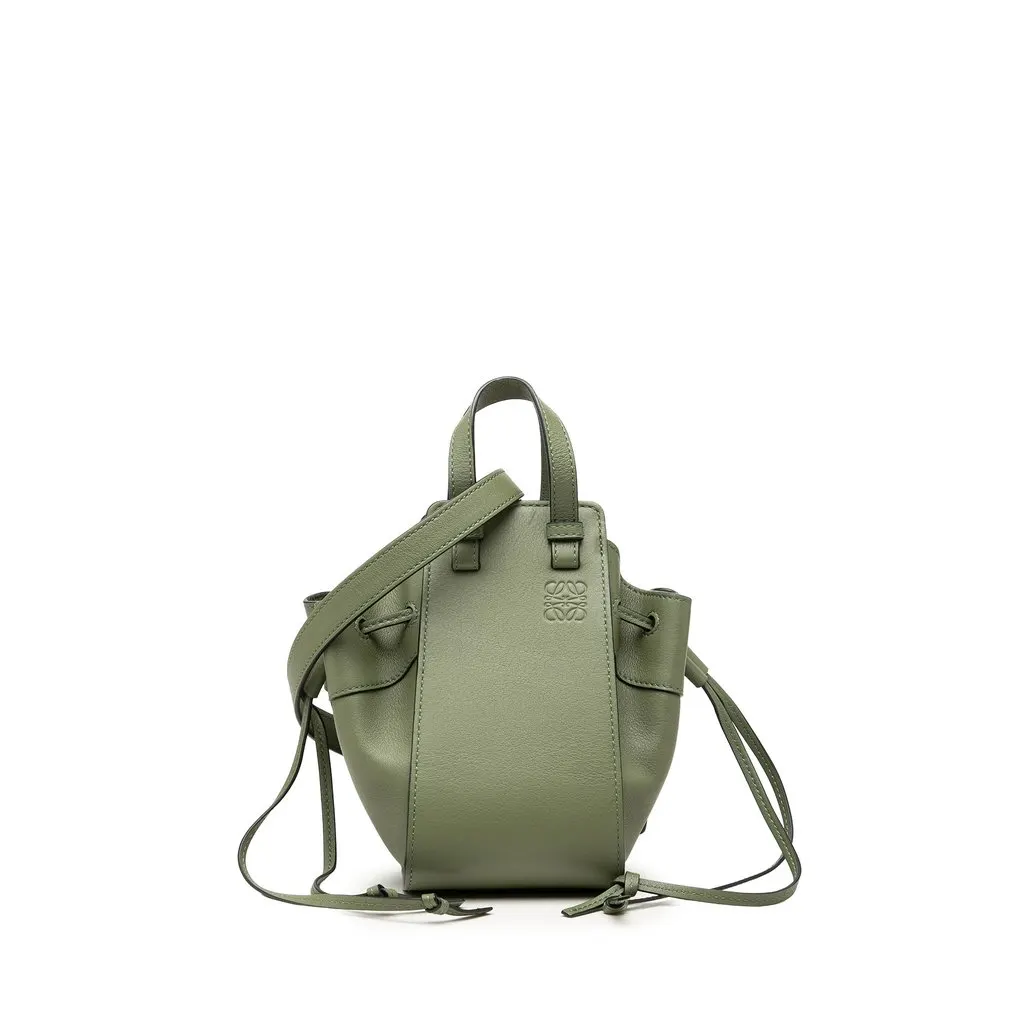 Loewe Mini Leather Drawstring Hammock Bag Green Leather Very good - Front View