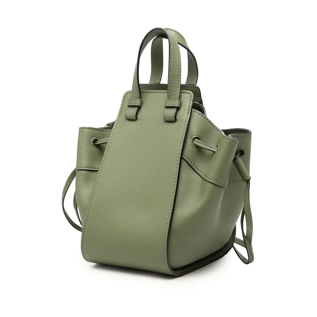Loewe Mini Leather Drawstring Hammock Bag Green Leather Very good - Back View