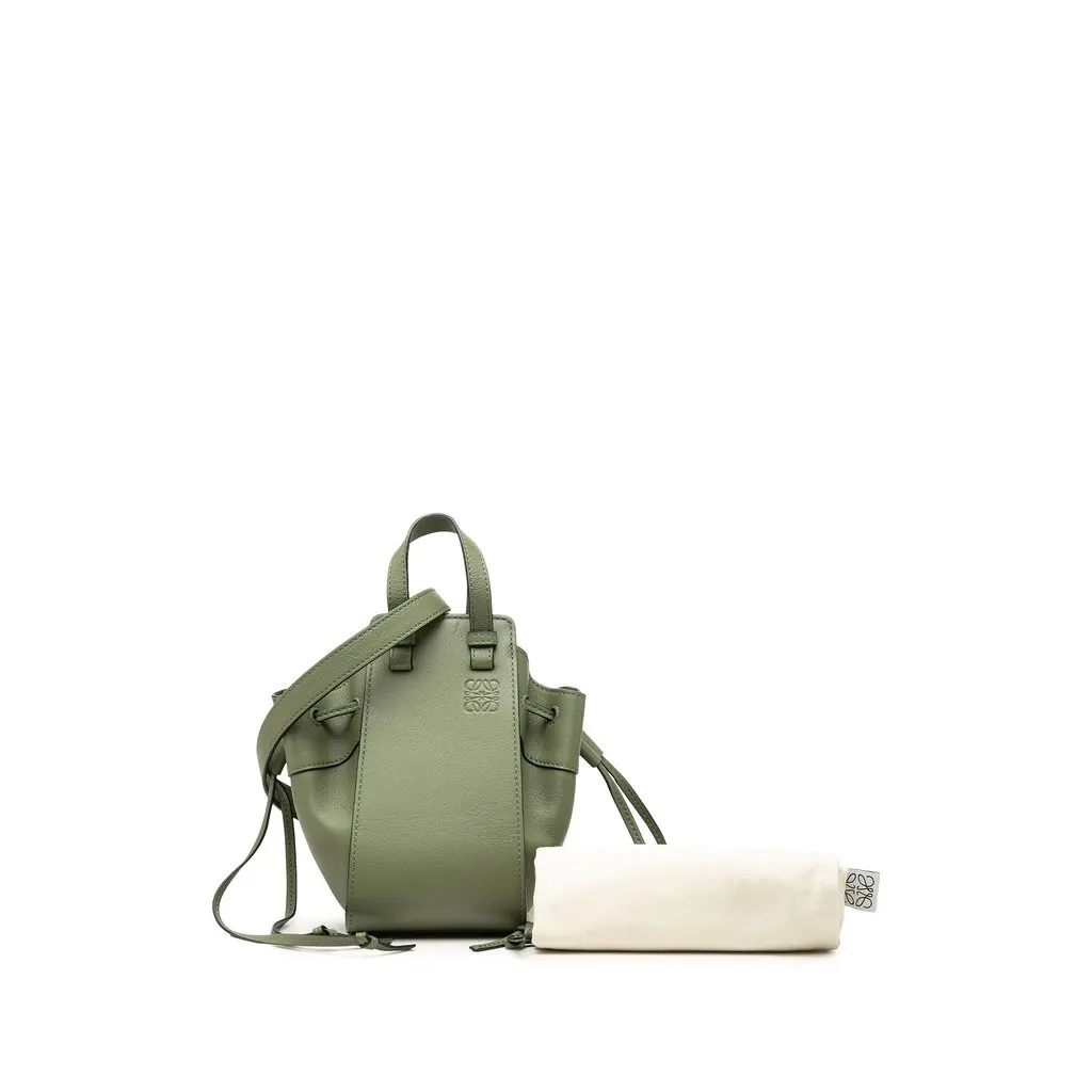 Loewe Mini Leather Drawstring Hammock Bag Green Mini Leather