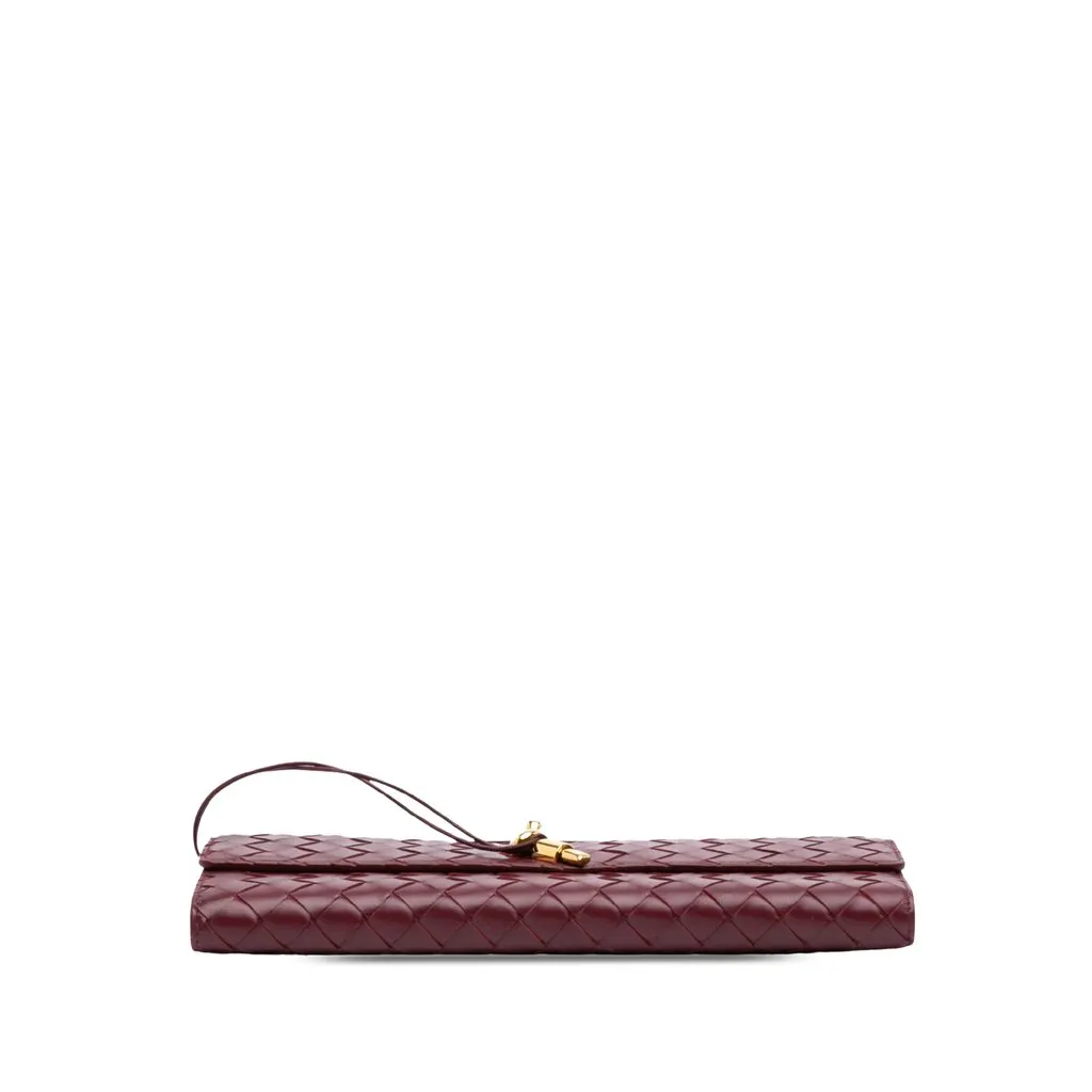 Bottega Veneta Lambskin Intrecciato Andiamo Clutch Red Leather Very good - Inside View