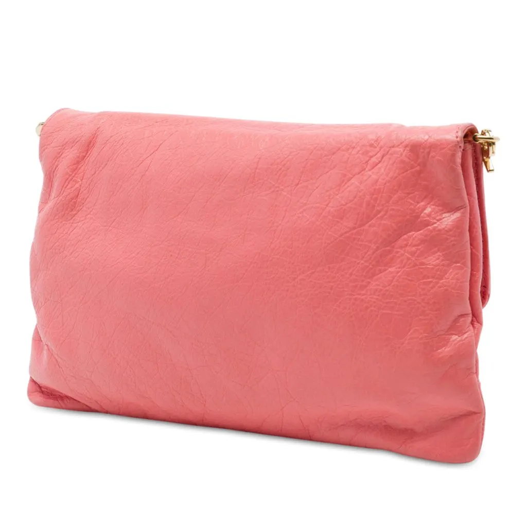 Balenciaga Lambskin Motocross Giant 12 Envelope Clutch With Strap Pink Leather Very good - Back View