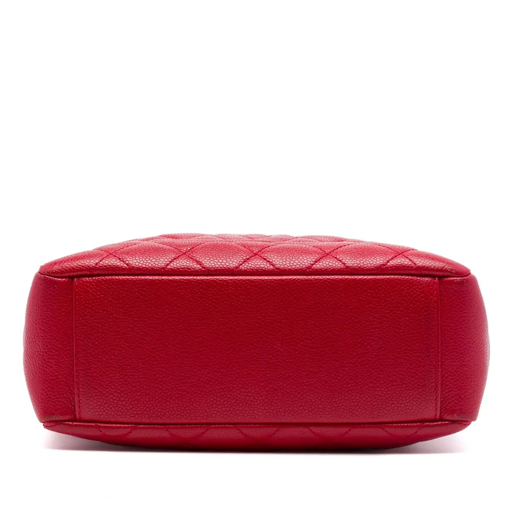 Chanel Caviar Petite Shopping Tote Red Leather Very good - Inside View
