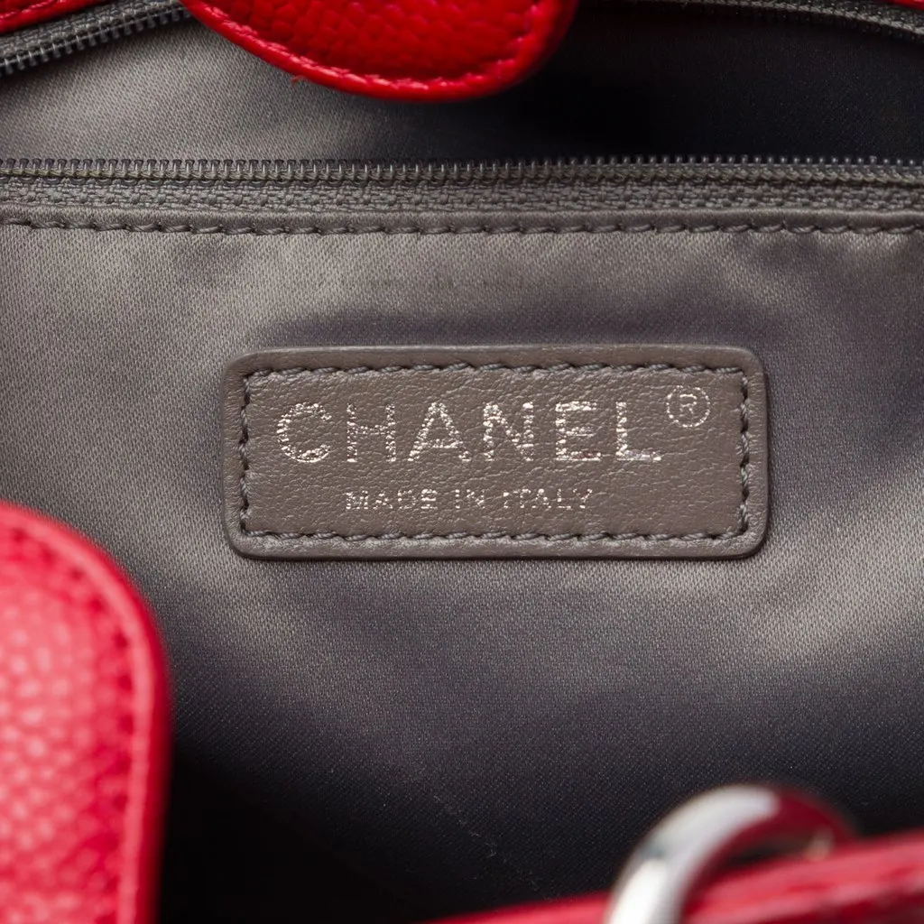 Chanel Caviar Petite Shopping Tote Red Leather Very good - Box View