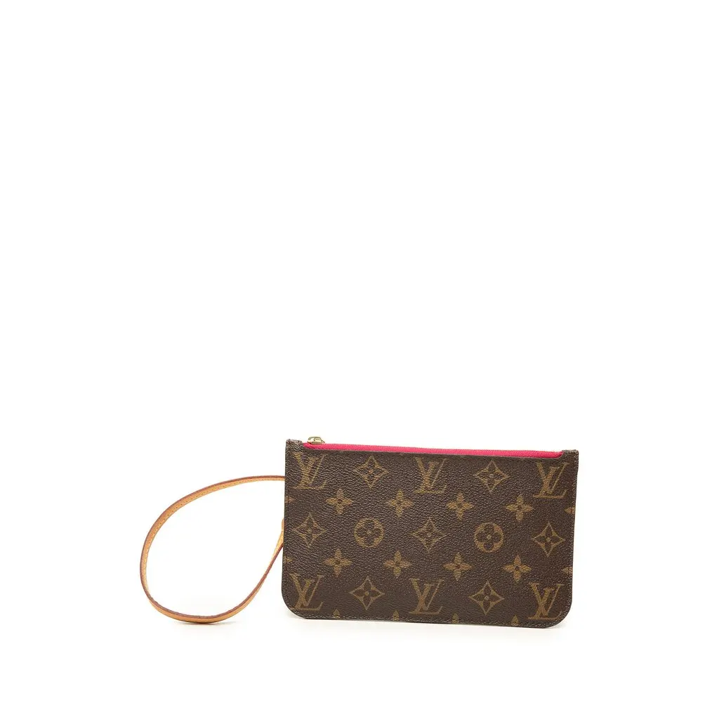 Louis Vuitton Monogram Neverfull PM Pouch Brown Canvas Very good - Front View