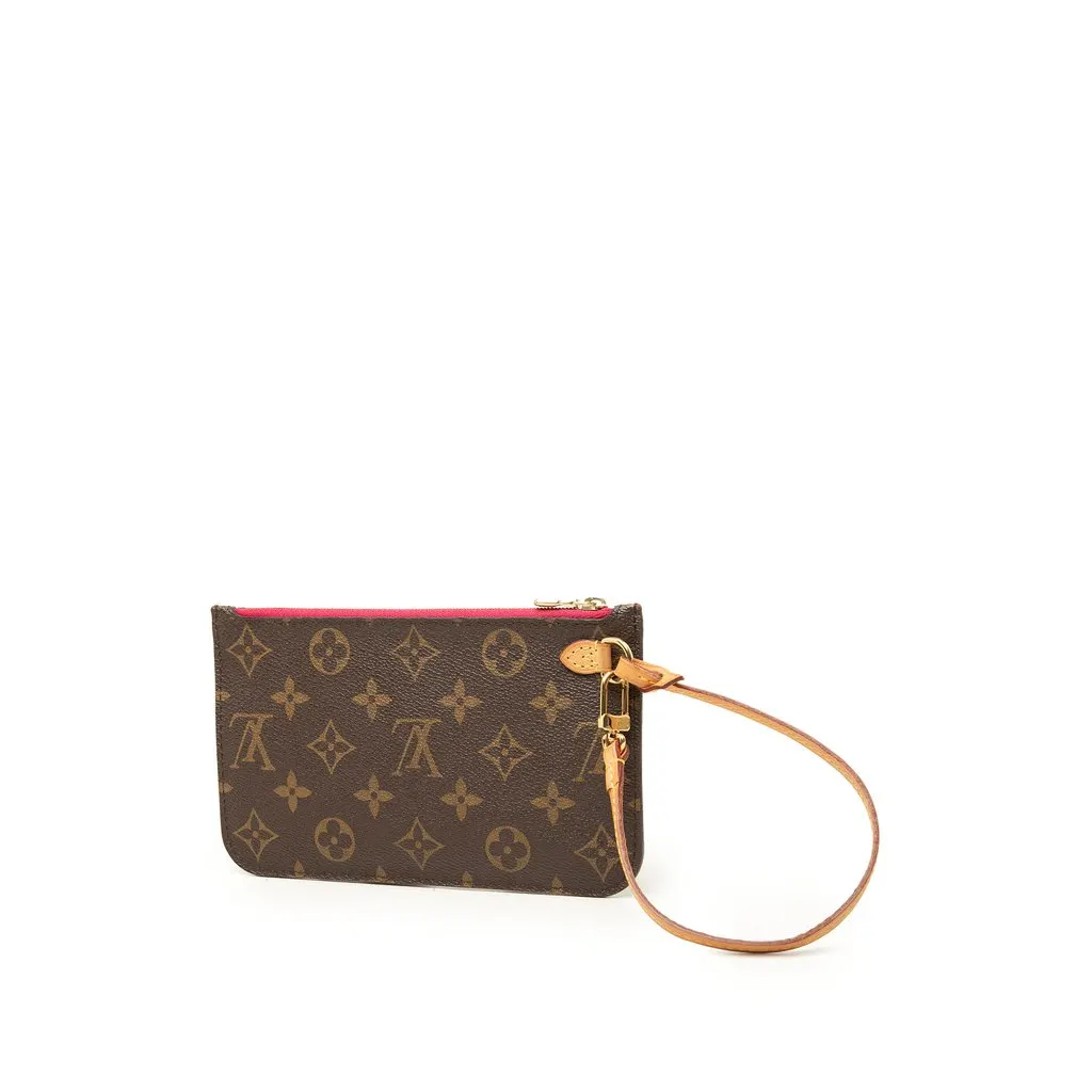 Louis Vuitton Monogram Neverfull PM Pouch Brown Canvas Very good - Back View