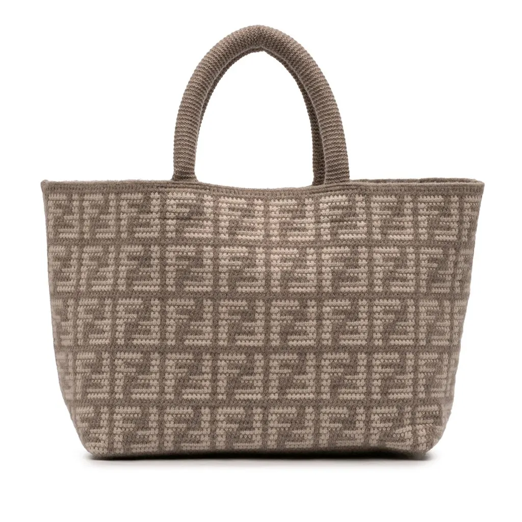 Fendi Large Zucca Cashmere Shopper Tote Brown Very good - Front View