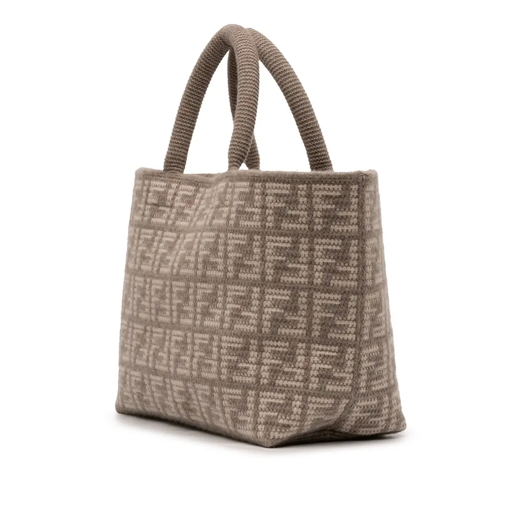 Fendi Large Zucca Cashmere Shopper Tote Brown Very good - Back View