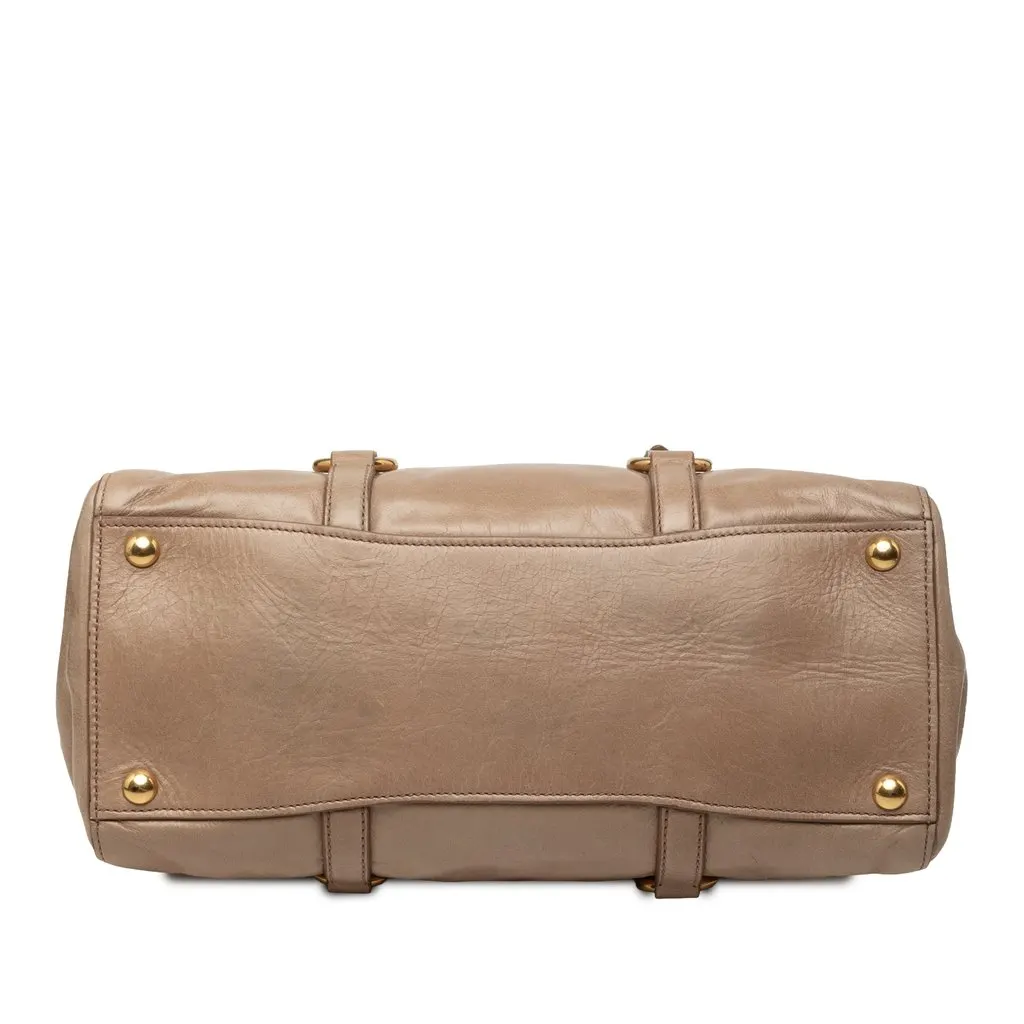 Miu Miu Vitello Shine Satchel Beige Leather Very good - Inside View