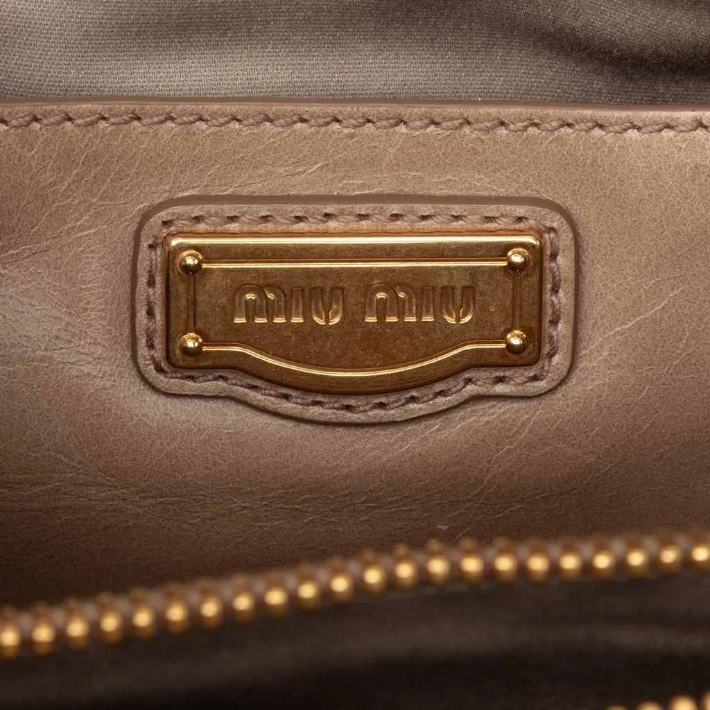 Miu Miu Vitello Shine Satchel Beige Leather Very good - Box View