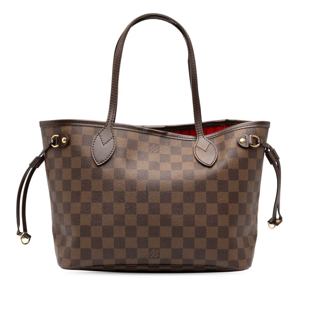Louis Vuitton Damier Ebene Neverfull PM Brown Canvas Good - Front View