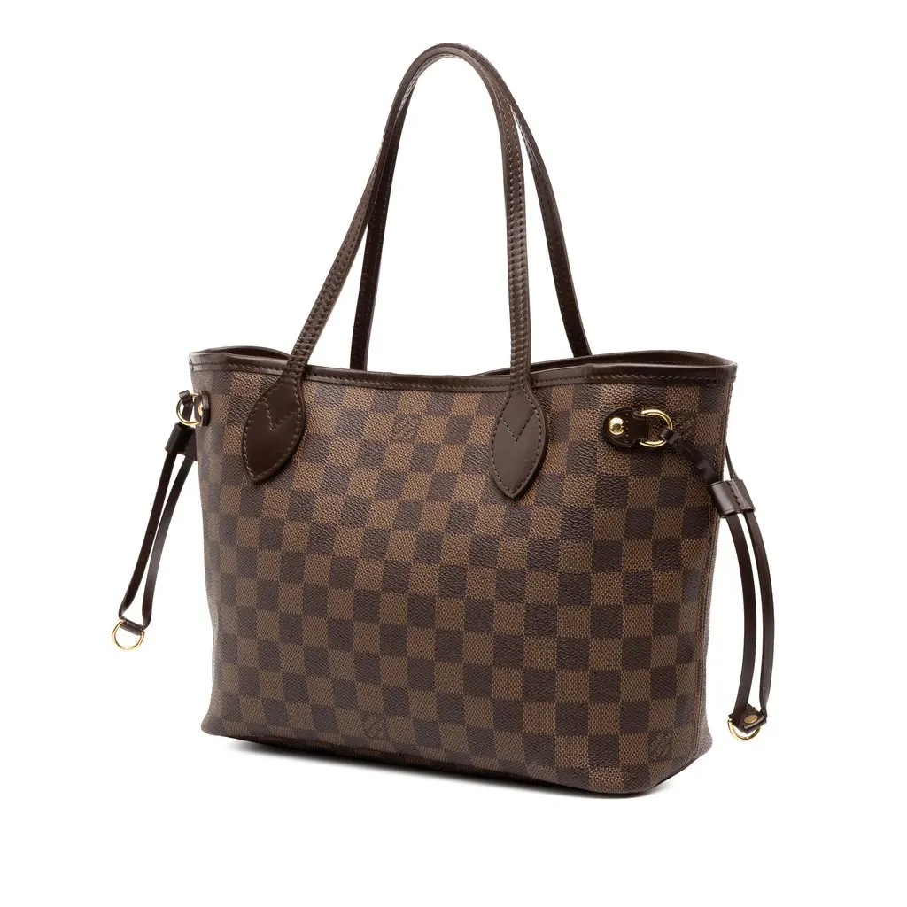 Louis Vuitton Damier Ebene Neverfull PM Brown Canvas Good - Back View