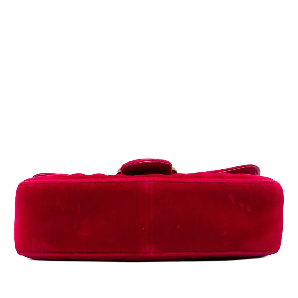 Gucci Small GG Marmont Matelasse Velvet Shoulder Bag Red Velvet Very good - Inside View