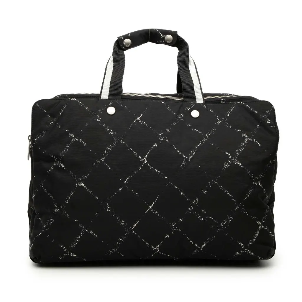 Chanel Old Travel Line Nylon Travel Bag Black Very good - Front View