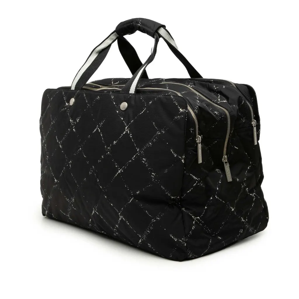 Chanel Old Travel Line Nylon Travel Bag Black Very good - Back View