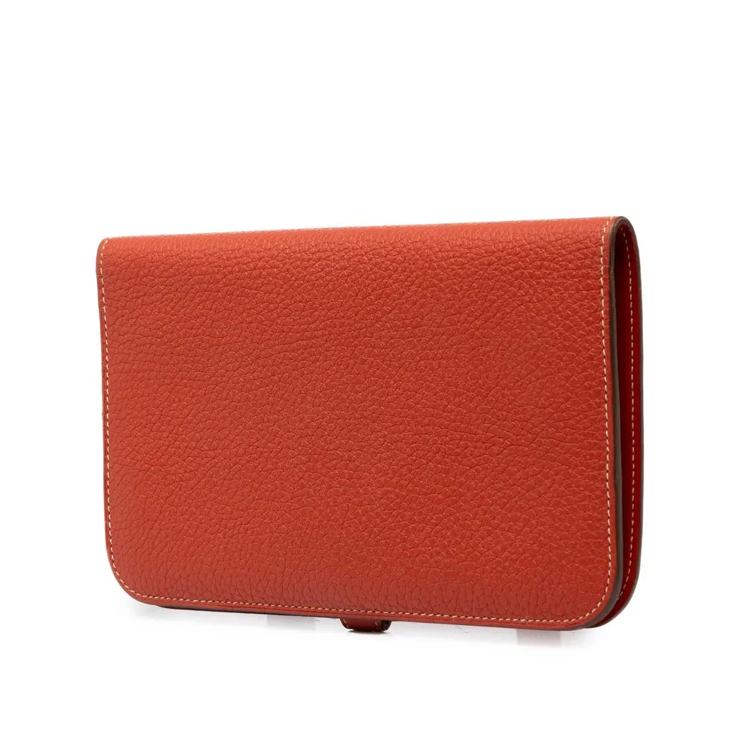 Hermès Togo Dogon Duo Wallet GM Orange Leather Very good - Back View