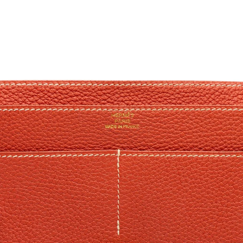Hermès Togo Dogon Duo Wallet GM Orange Leather Very good - Box View