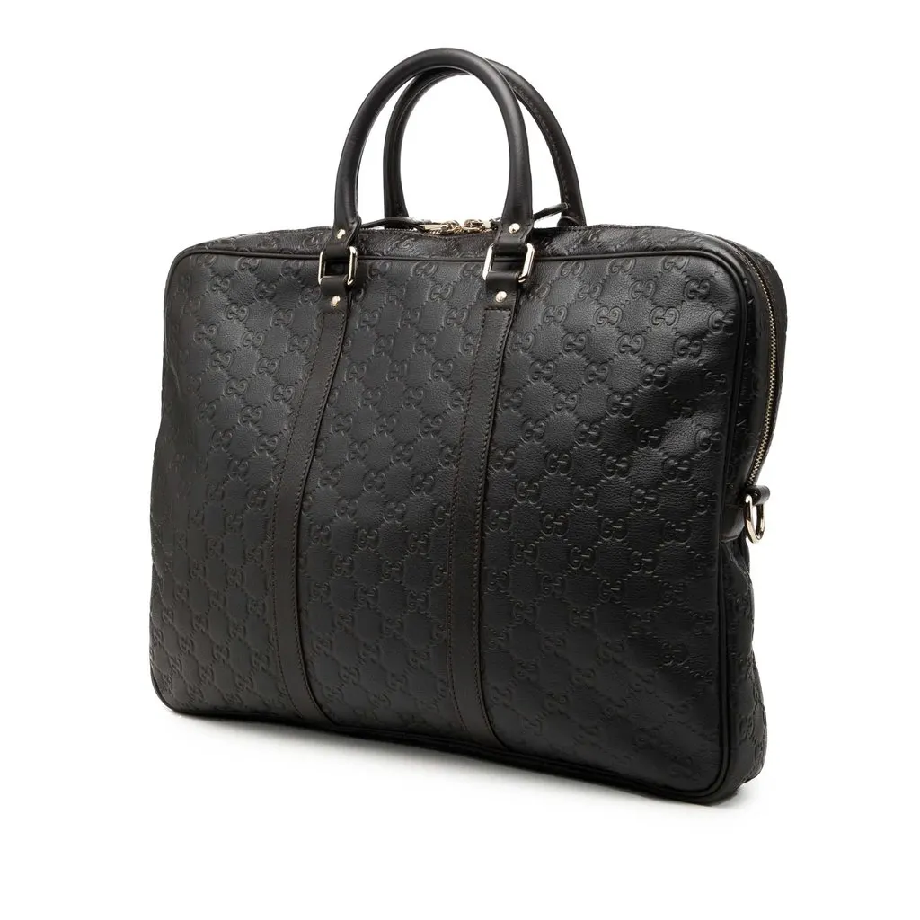 Gucci Guccissima Business Bag Brown Leather Very good - Back View