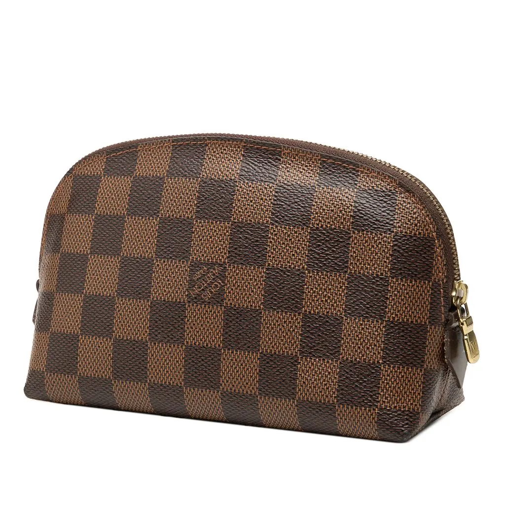 Louis Vuitton Damier Ebene Cosmetic Pouch PM Brown Very good - Back View