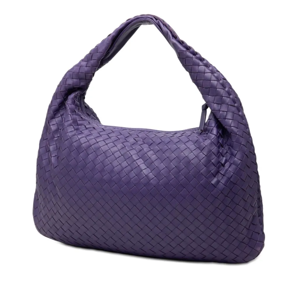 Bottega Veneta Small Nappa Intrecciato Veneta Hobo Purple Leather Very good - Back View