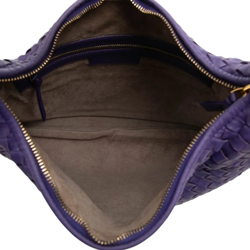 Bottega Veneta Small Nappa Intrecciato Veneta Hobo Purple Leather Very good - Model View