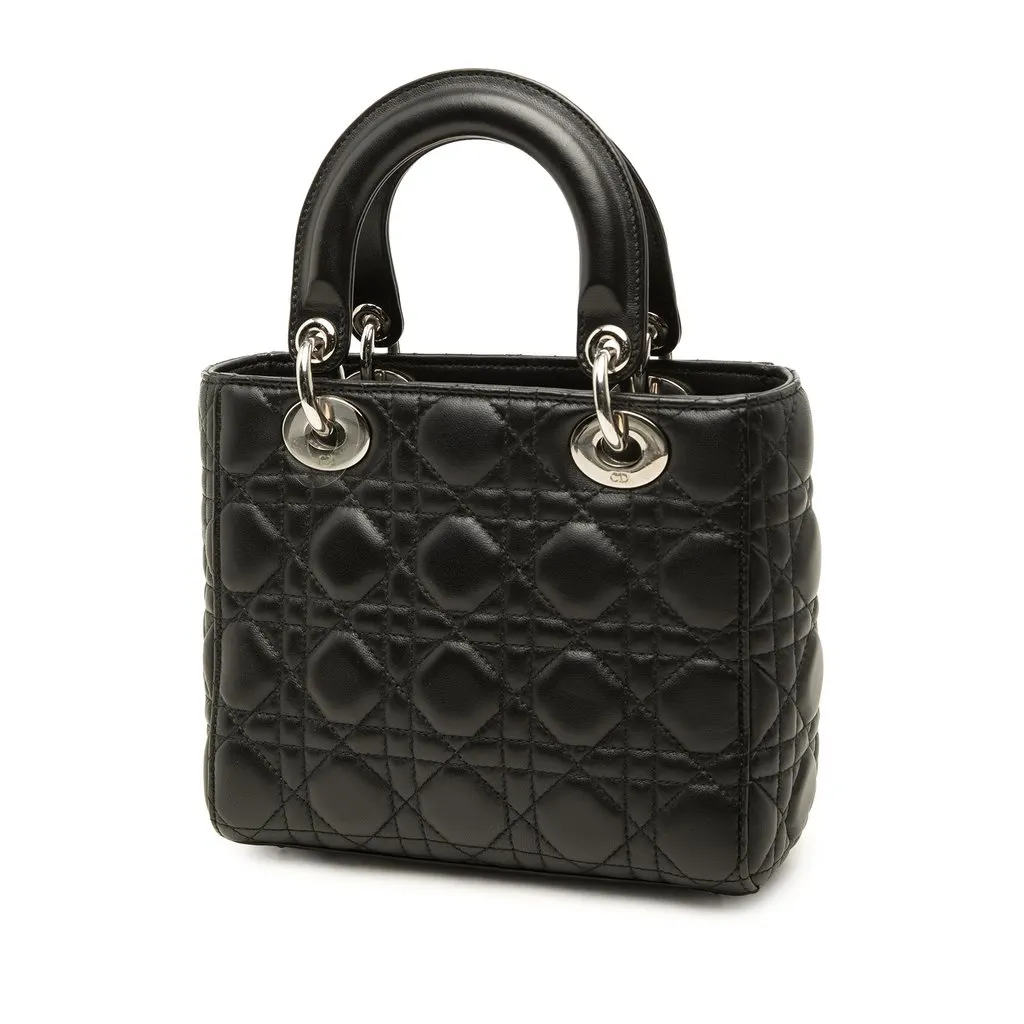 Dior Small Lambskin Cannage My ABCDior Lady Dior Black Leather Very good - Back View