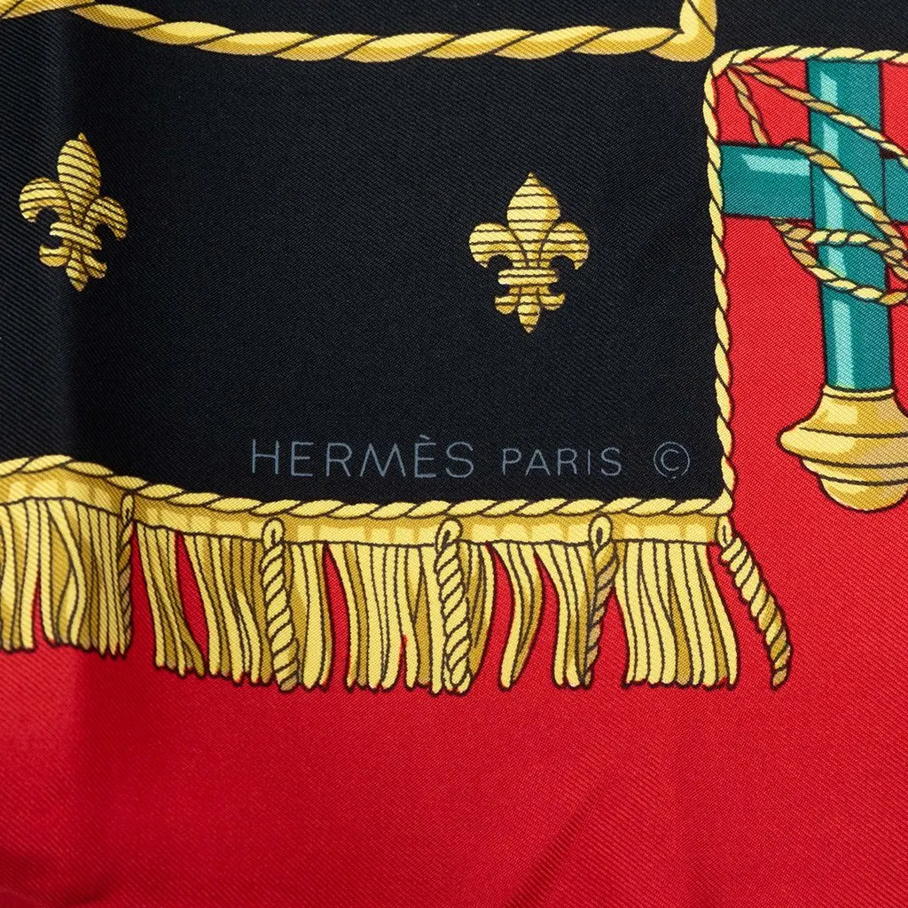Hermès Vue Du Carrosse De La Galere La Reale Silk Scarf 90 Red Very good - Back View