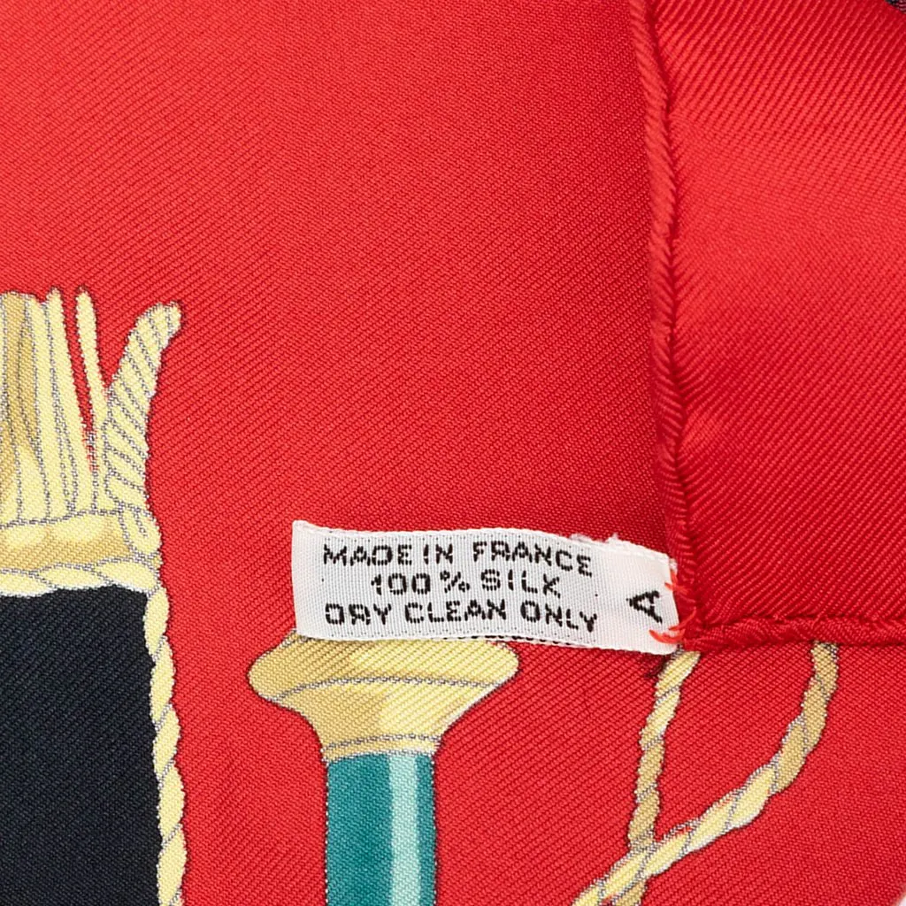 Hermès Vue Du Carrosse De La Galere La Reale Silk Scarf 90 Red Very good - Model View