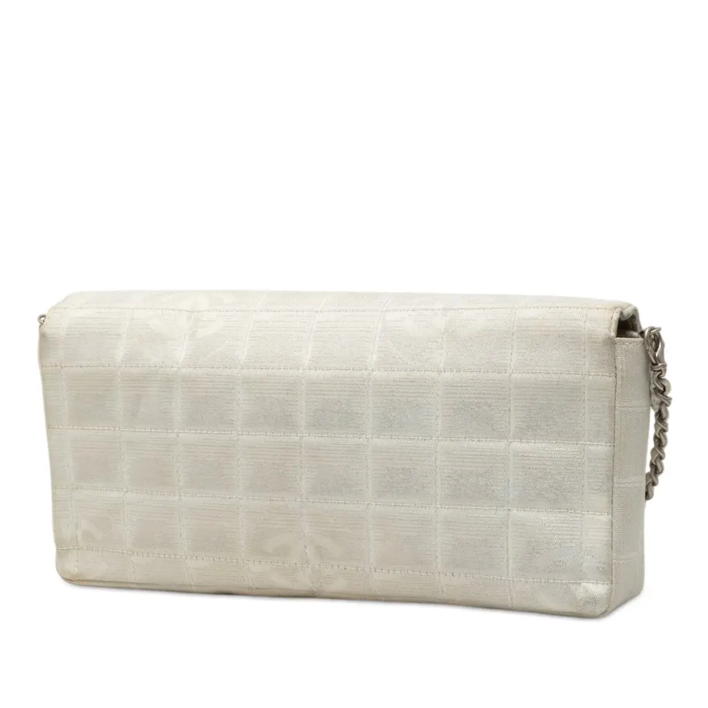 Chanel New Travel Line Nylon East West Flap White Good - Back View