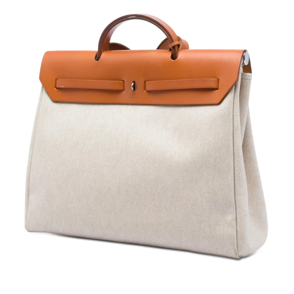 Hermès Toile Herbag Zip 39 Beige Very good - Back View