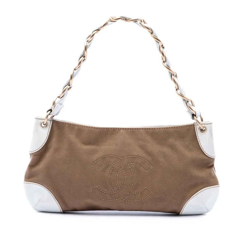Chanel Canvas Olsen Shoulder Bag Brown Very good - Front View
