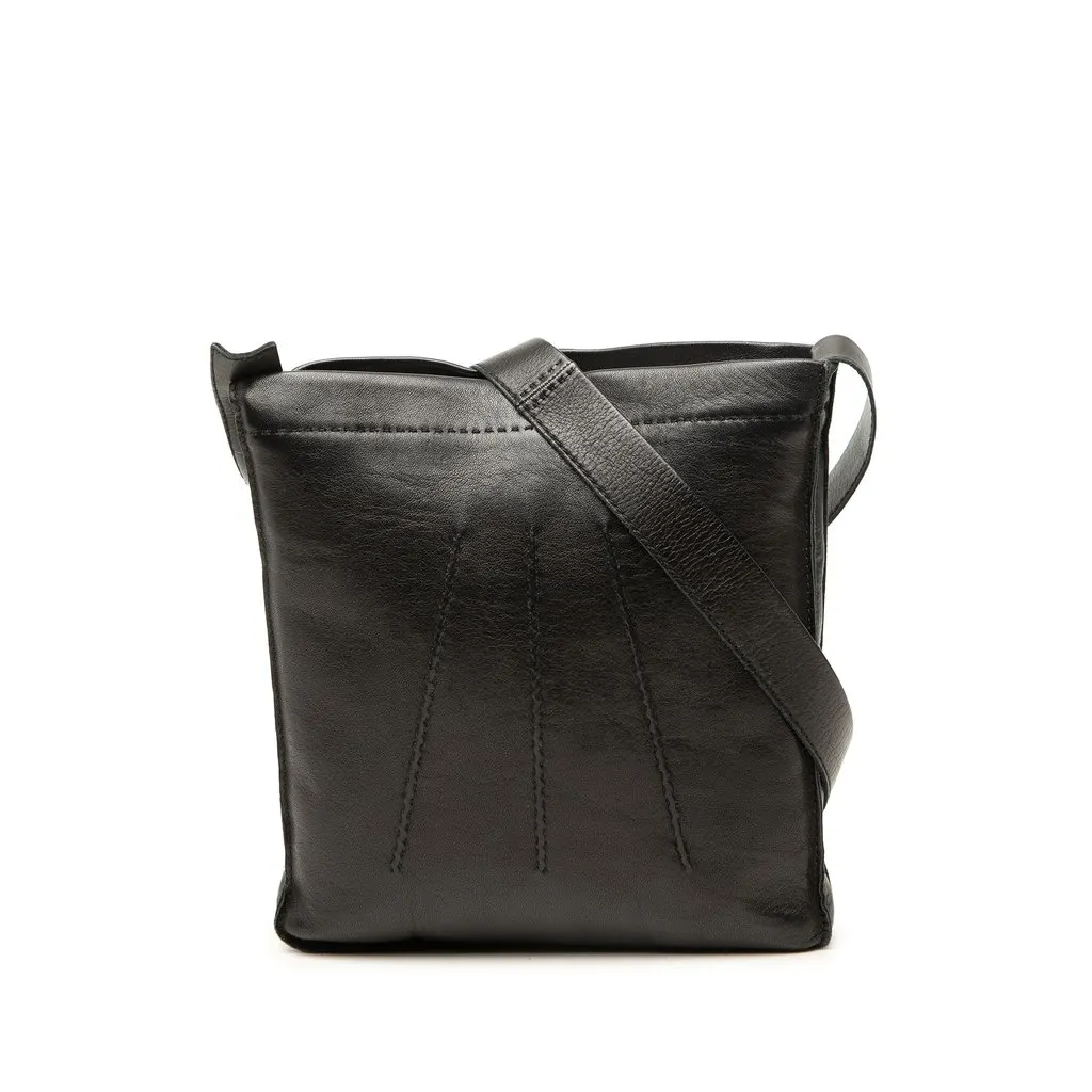 Hermès Lambskin Toudou Crossbody Black Leather Good - Front View