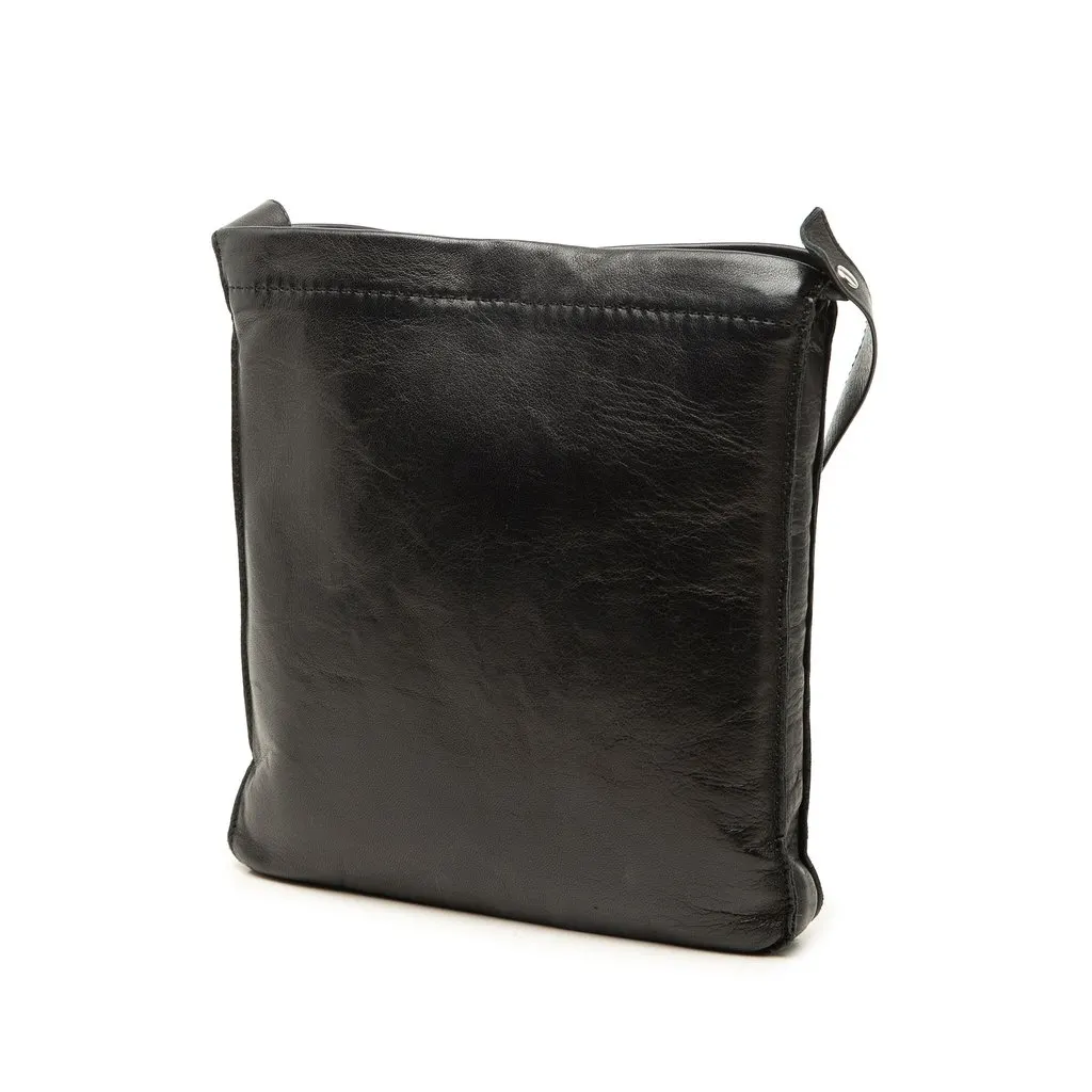 Hermès Lambskin Toudou Crossbody Black Leather Good - Back View