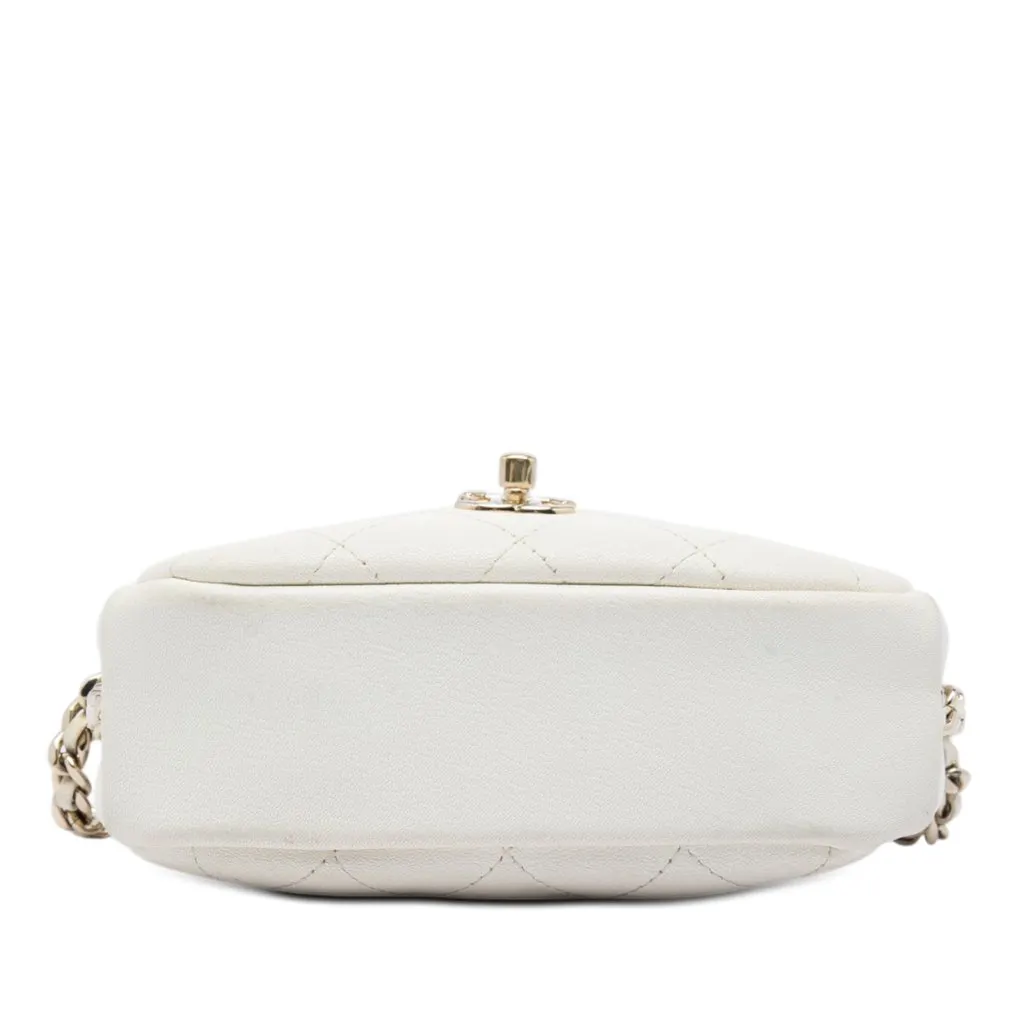 Chanel Small Quilted Goatskin Casual Trip Camera Bag White Leather Very good - Inside View
