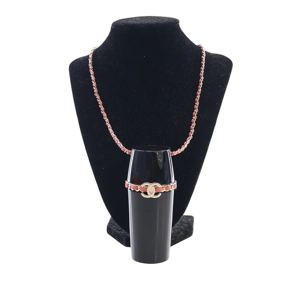 Chanel Lucite Lipstick Case On Chain Black Plastic Very good - Front View