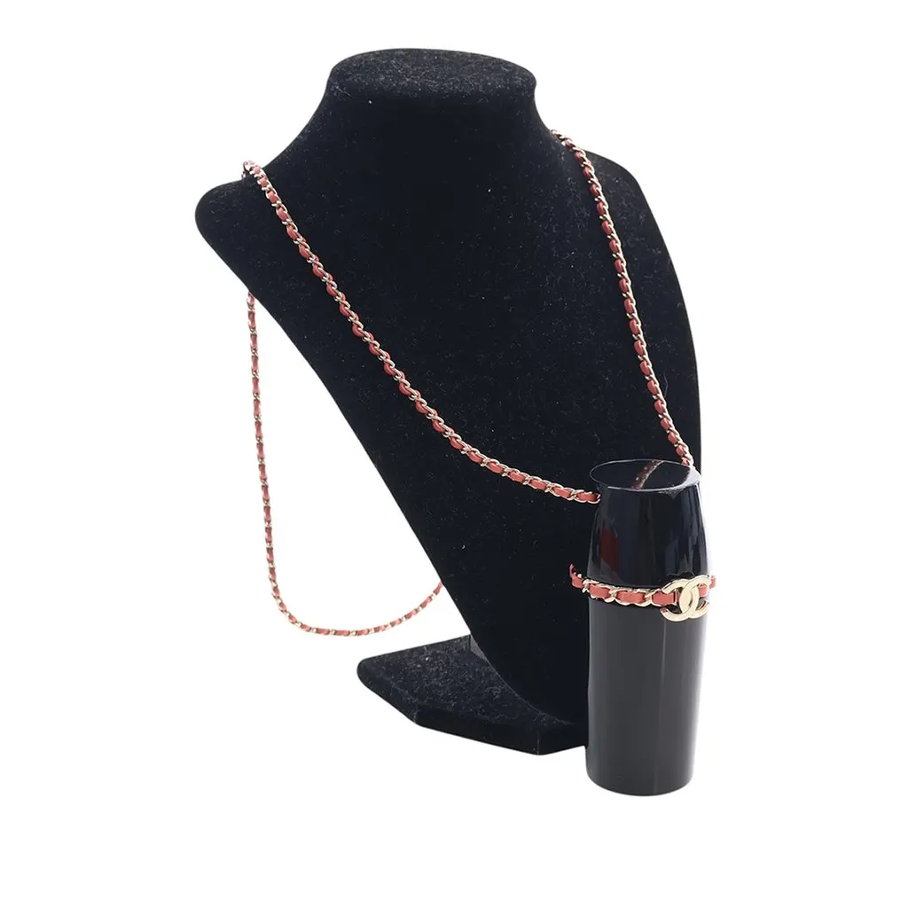Chanel Lucite Lipstick Case On Chain Black Plastic Very good - Back View