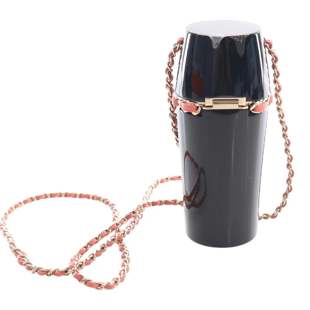Chanel Lucite Lipstick Case On Chain Black Plastic Very good - Model View