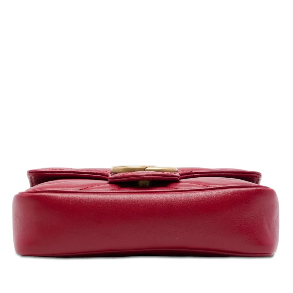 Gucci Mini GG Marmont Matelasse Leather Flap Crossbody Red Leather Very good - Inside View